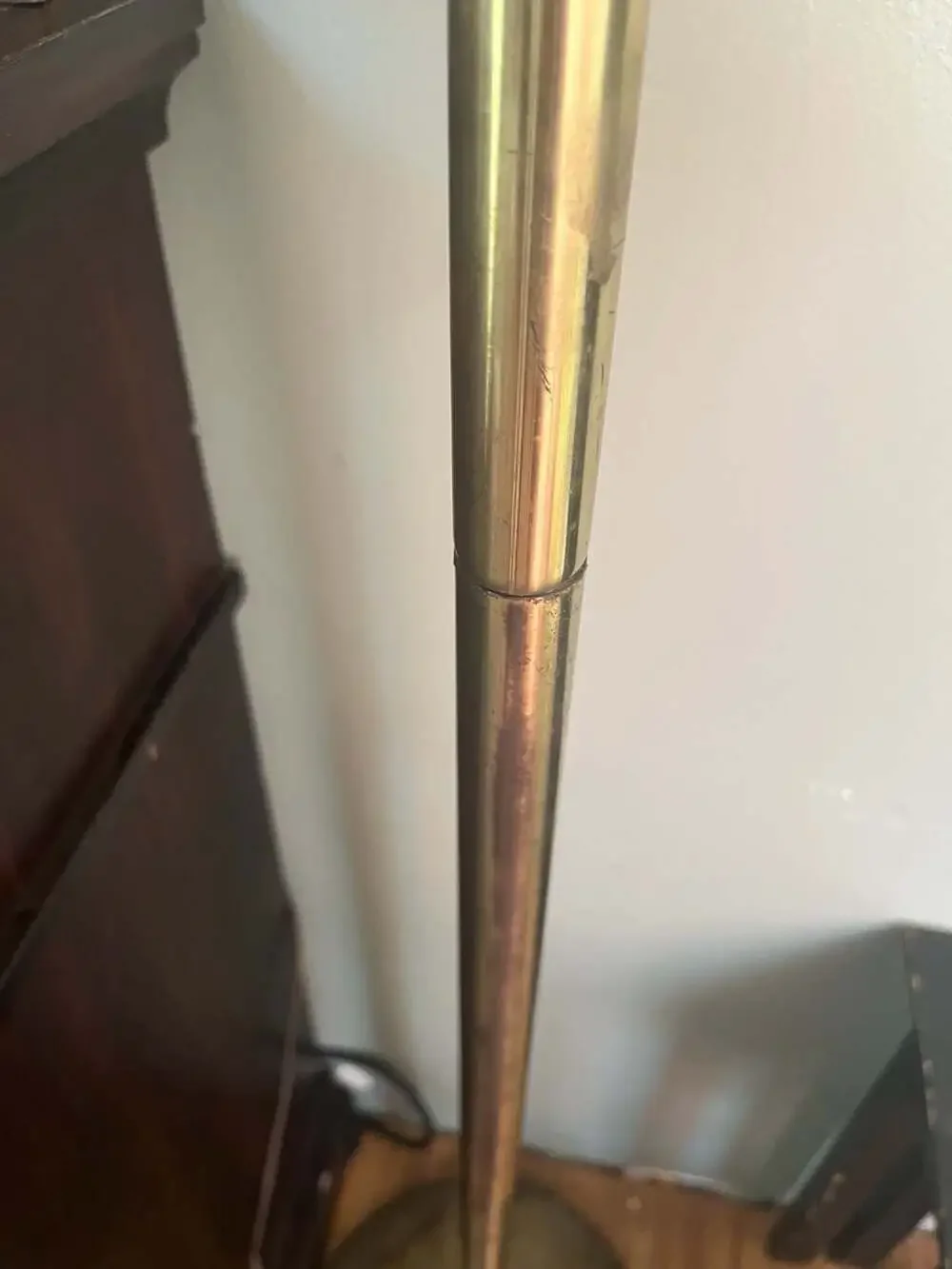 Vintage 3-Light Brass Floor Lamp with Floral Hurricane Glass Shades